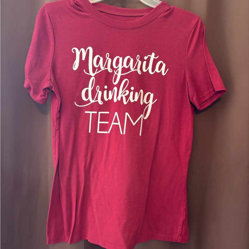 Margarita Drinking Team Tee - Burgundy with White Script